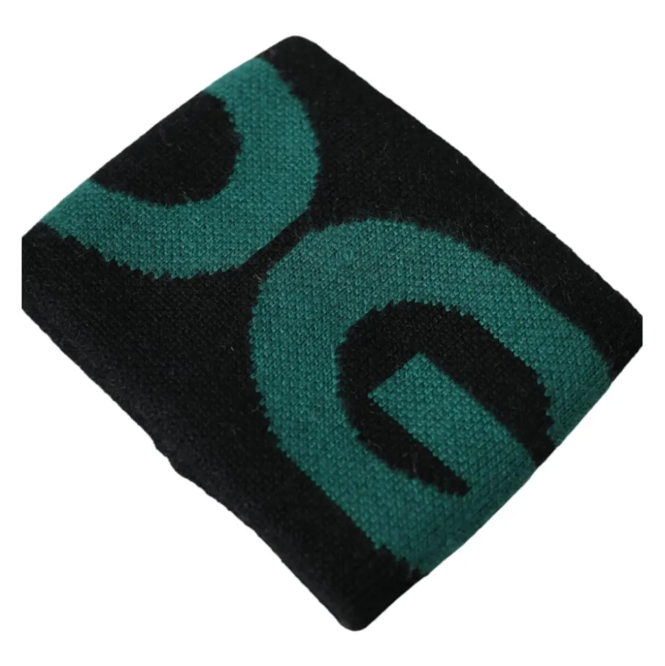 Svart Grønn Ull Logo Armbånd
