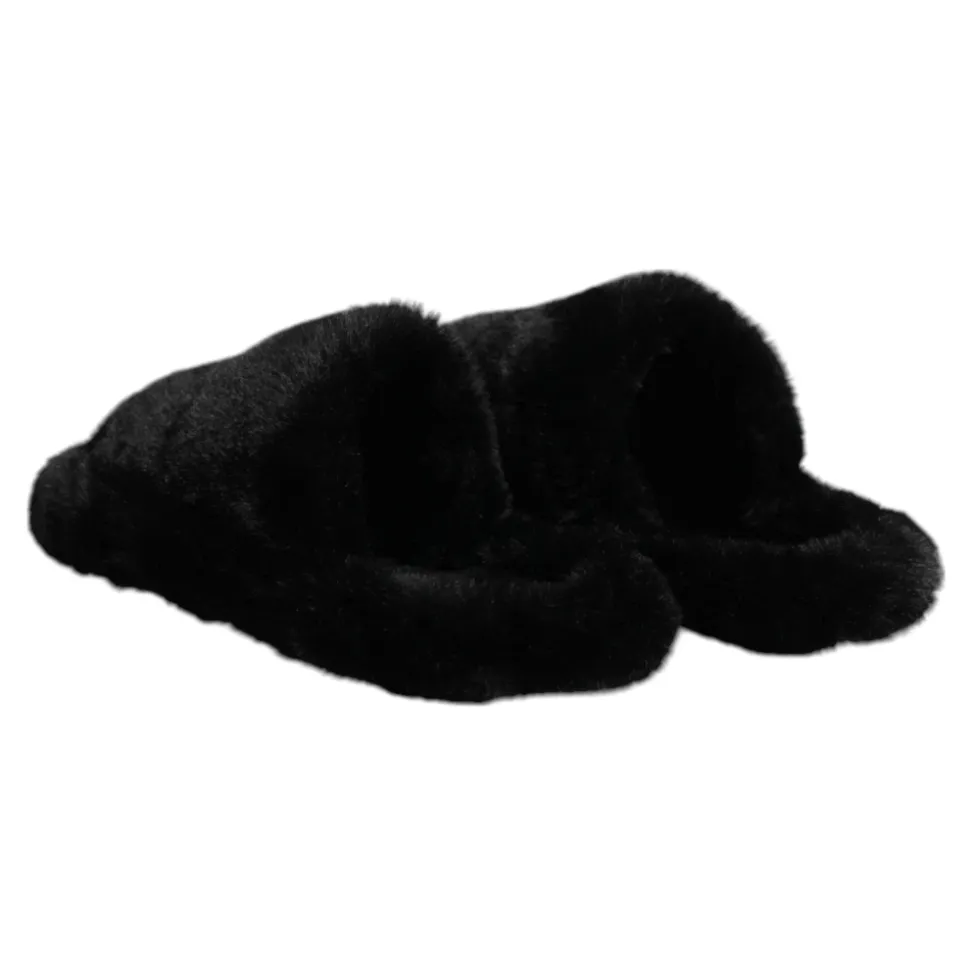 Svart Velvet Slides Tøfler Sko
