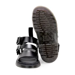 Svart voksbehandlet skinn sandal med remmer