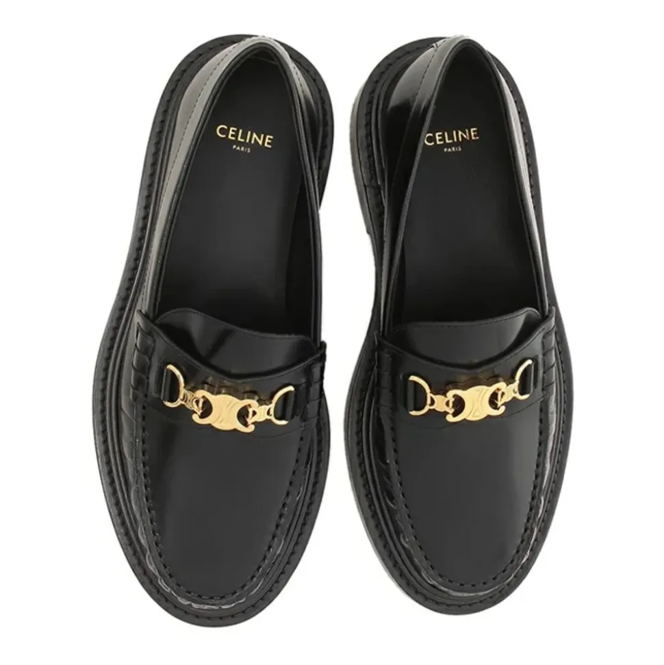 Triomphe Loafers med Gull-tone Logo