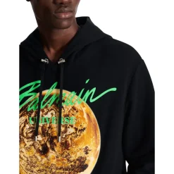 Trykt Universe-logo og planet hettegenser