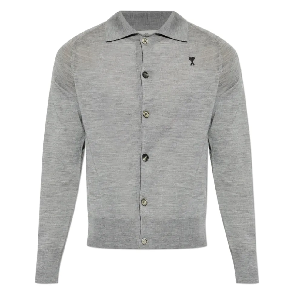 Ullcardigan med brodert logo