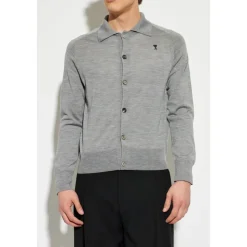 Ullcardigan med brodert logo