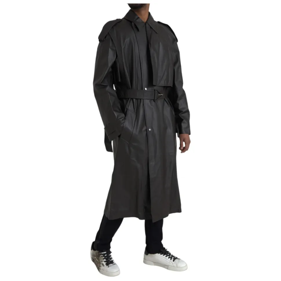 Vanntett Trenchcoat-jakke i lær