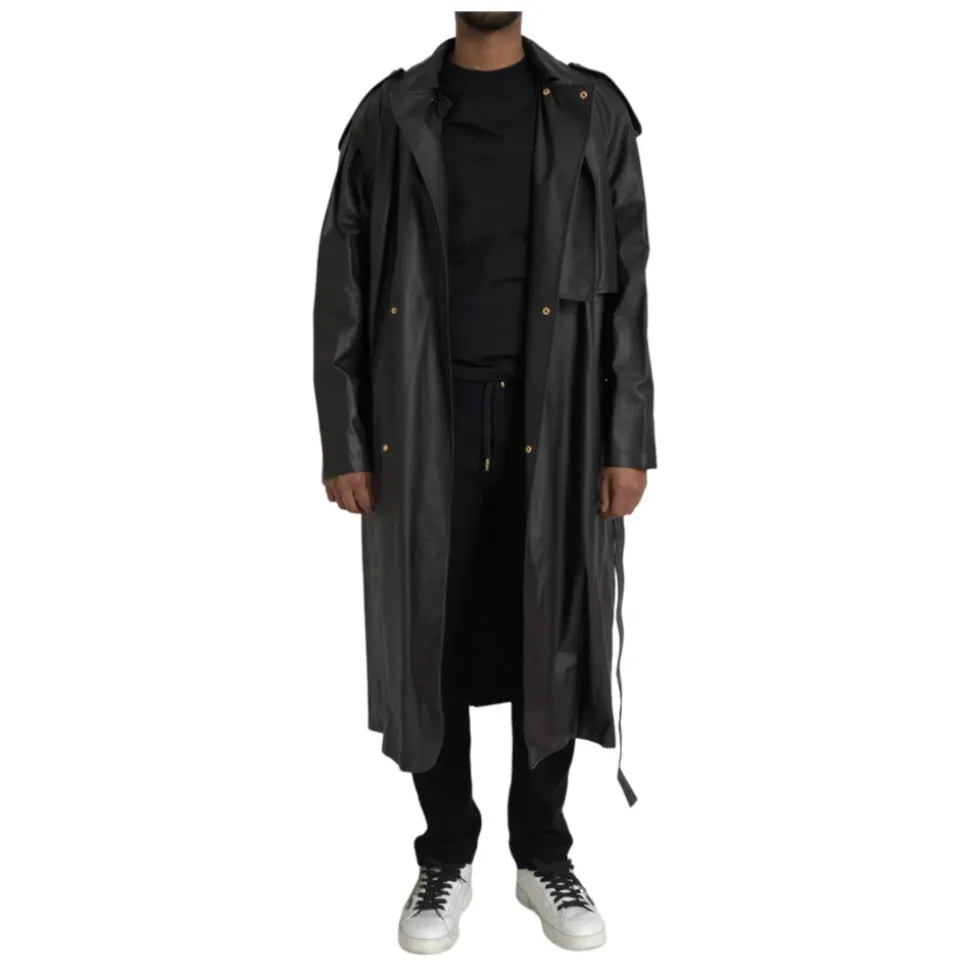 Vanntett Trenchcoat-jakke i lær