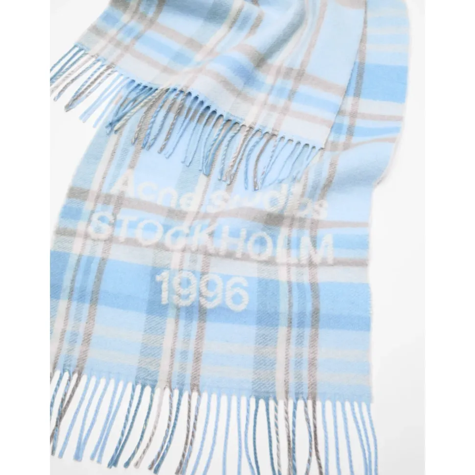 Venus Check Aqua Blue Beige Skjerf