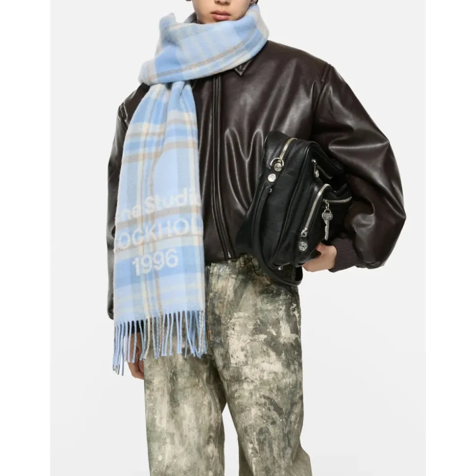 Venus Check Aqua Blue Beige Skjerf