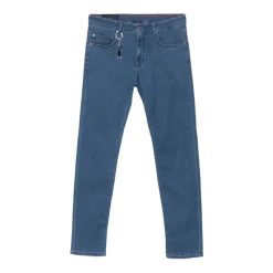Vevd Denim Jeans med Fem Lommer