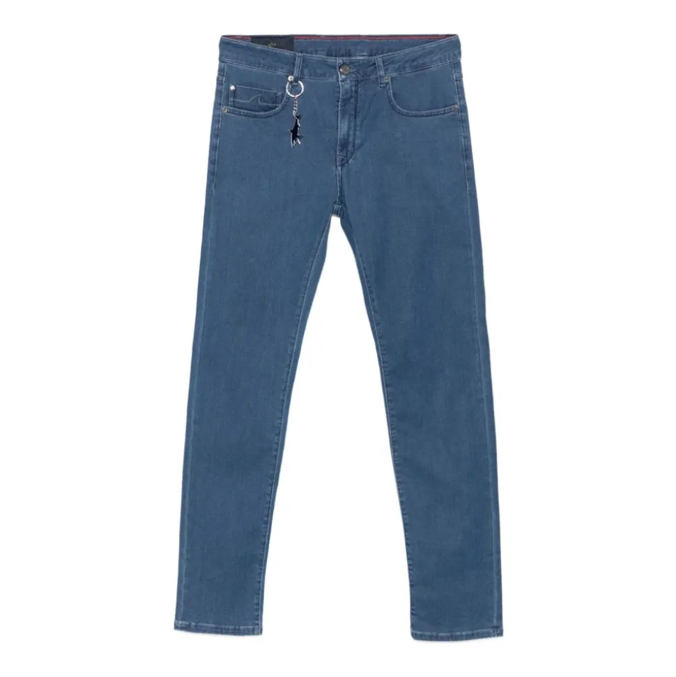 Vevd Denim Jeans med Fem Lommer
