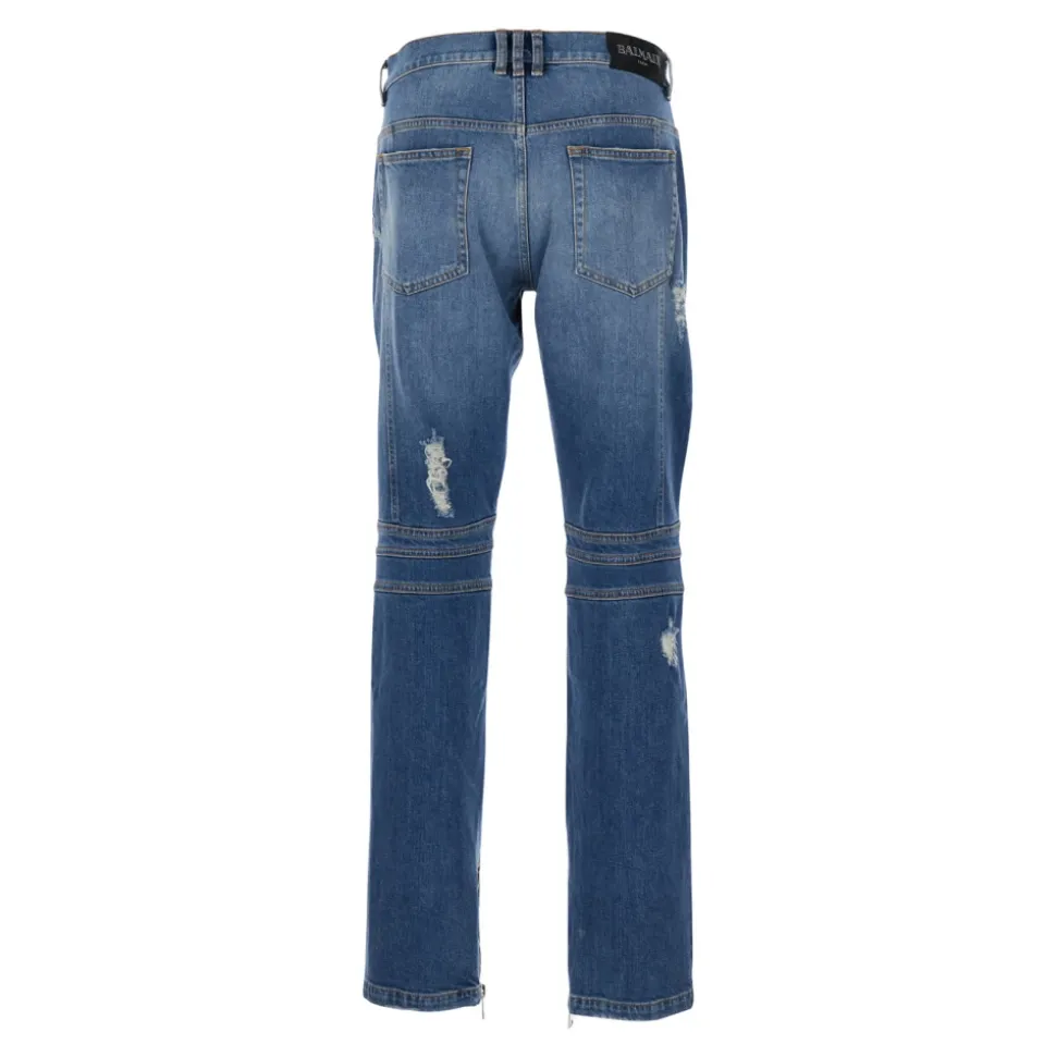 Vintage Blue Biker Denim Bukser