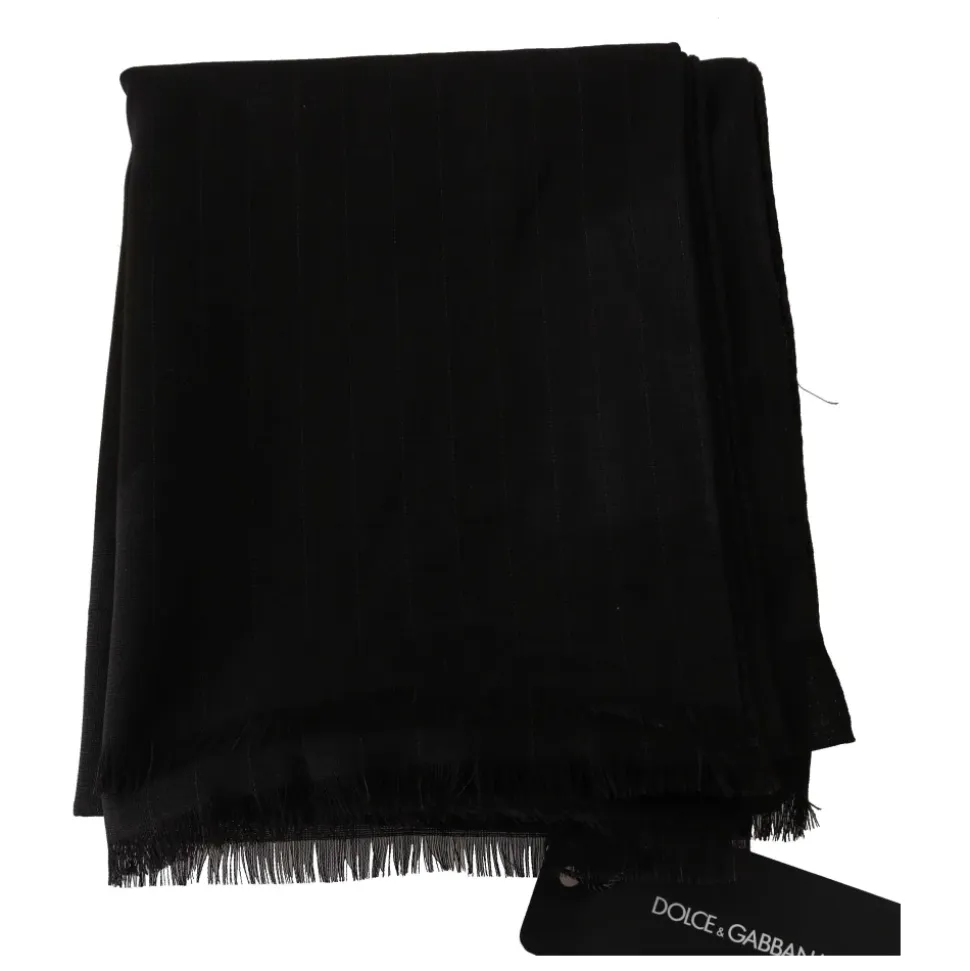 Virgin Wool Striped Pattern Wrap Scarf