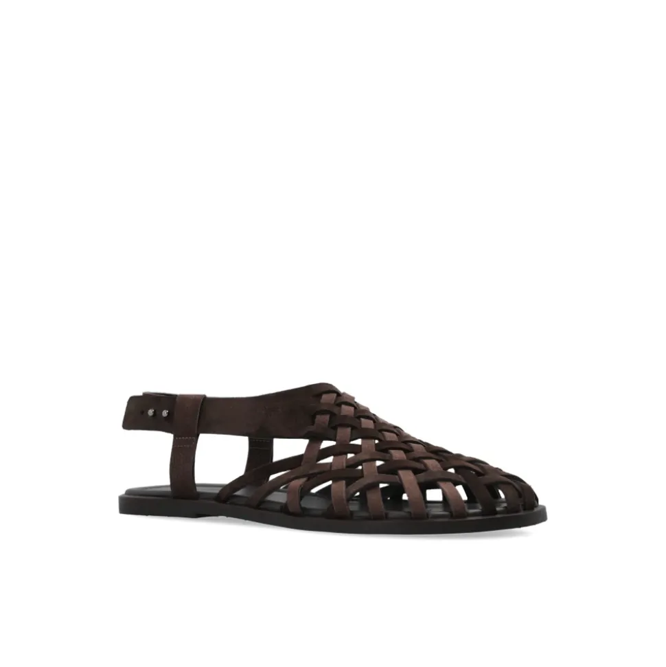 Woven Suede and Nubuck Sandals