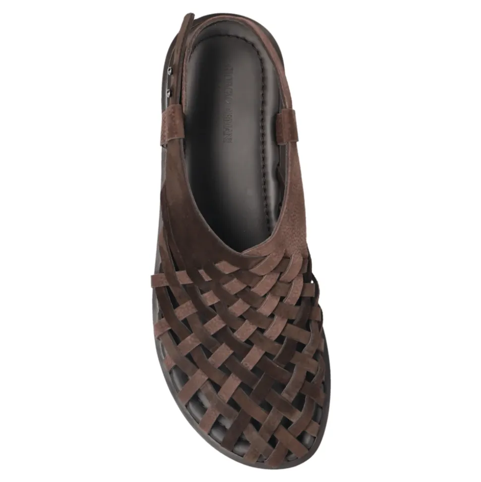Woven Suede and Nubuck Sandals