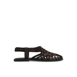 Woven Suede and Nubuck Sandals