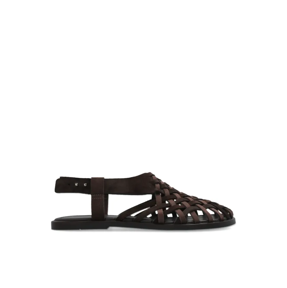 Woven Suede and Nubuck Sandals